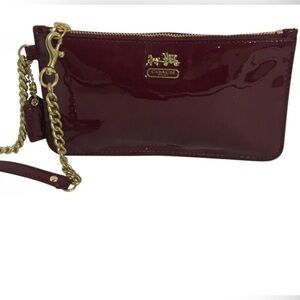 Coach maroon patient leather wristlet